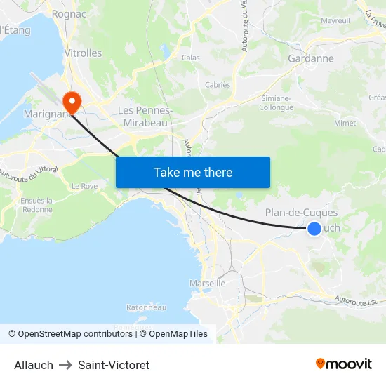 Allauch to Saint-Victoret map