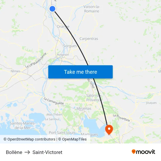 Bollène to Saint-Victoret map