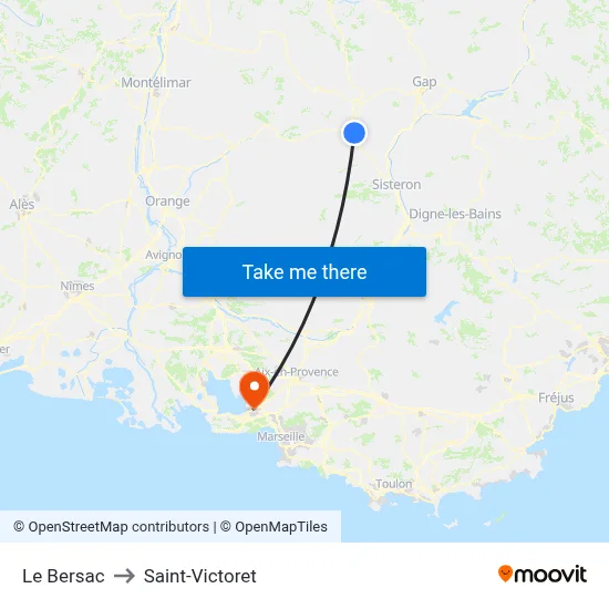Le Bersac to Saint-Victoret map