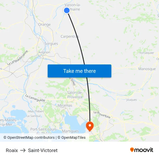 Roaix to Saint-Victoret map