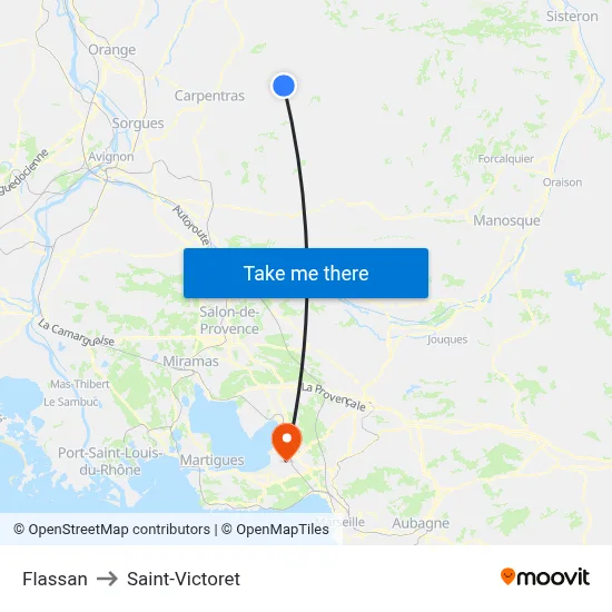 Flassan to Saint-Victoret map