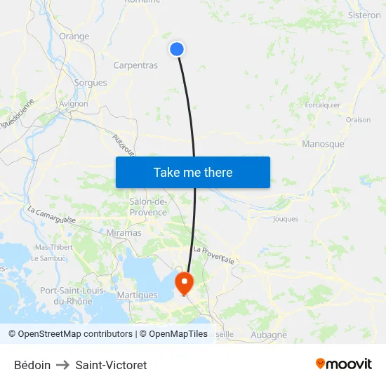 Bédoin to Saint-Victoret map