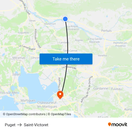 Puget to Saint-Victoret map