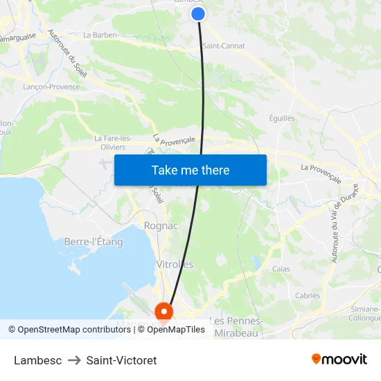 Lambesc to Saint-Victoret map