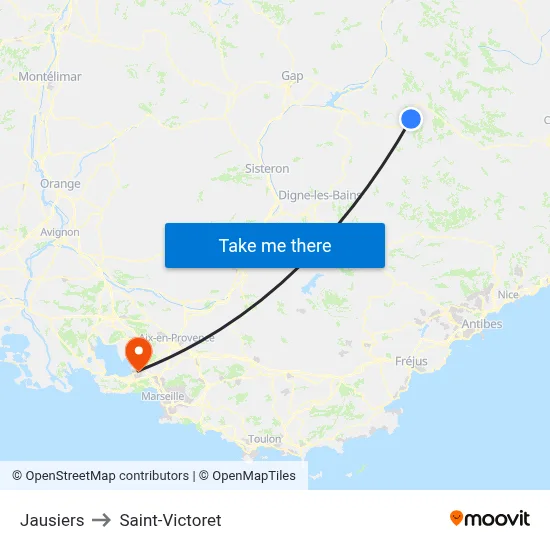 Jausiers to Saint-Victoret map