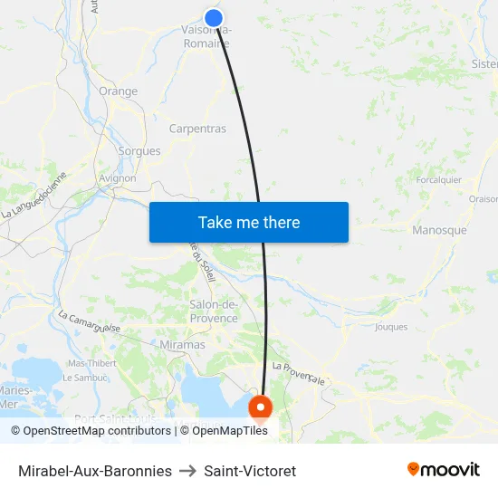 Mirabel-Aux-Baronnies to Saint-Victoret map