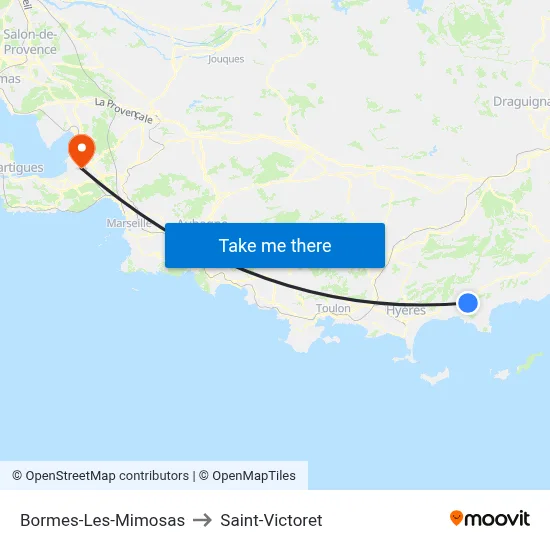 Bormes-Les-Mimosas to Saint-Victoret map
