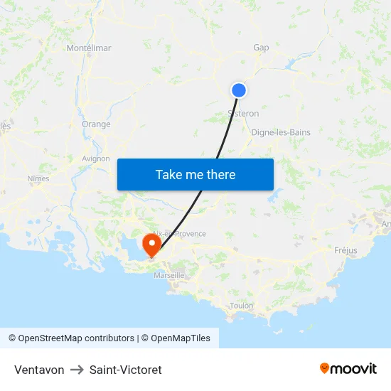 Ventavon to Saint-Victoret map