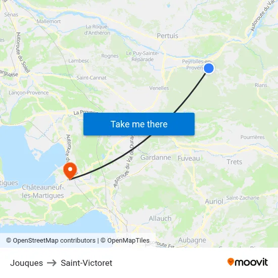 Jouques to Saint-Victoret map