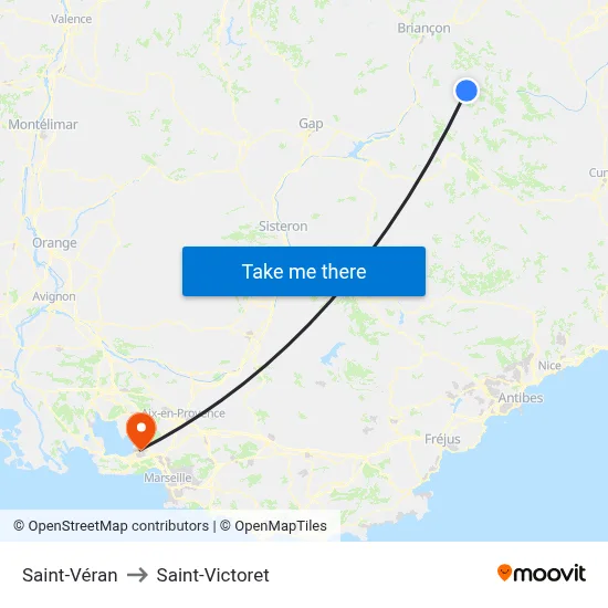 Saint-Véran to Saint-Victoret map