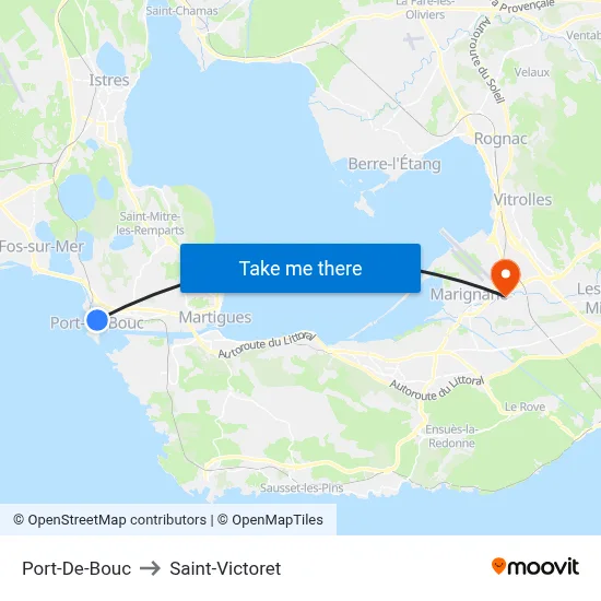 Port-De-Bouc to Saint-Victoret map