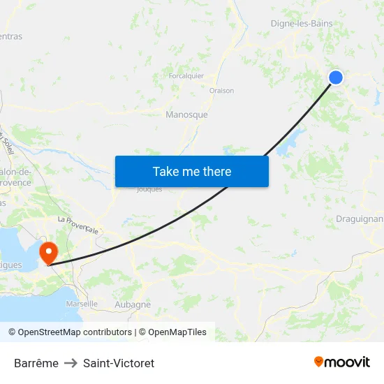 Barrême to Saint-Victoret map