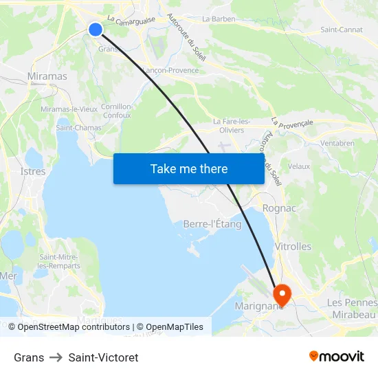 Grans to Saint-Victoret map