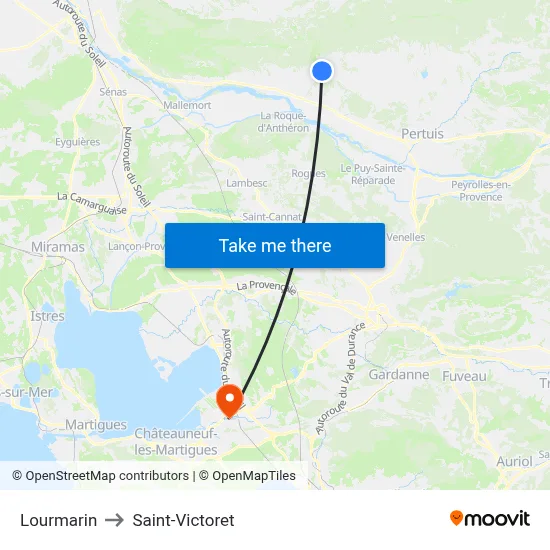 Lourmarin to Saint-Victoret map