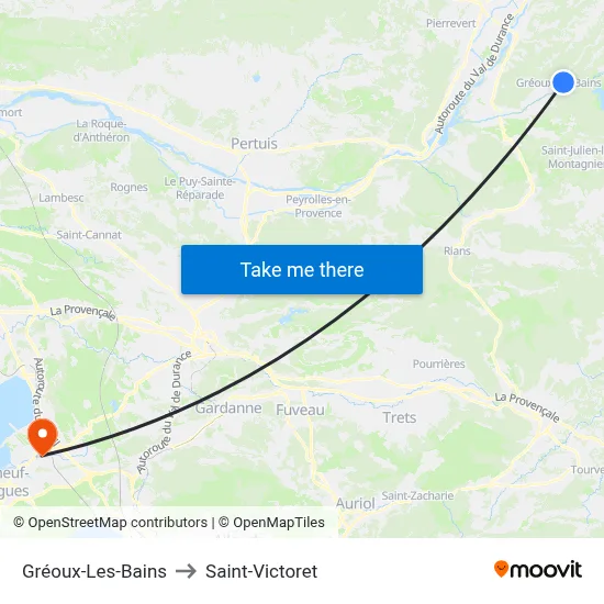 Gréoux-Les-Bains to Saint-Victoret map