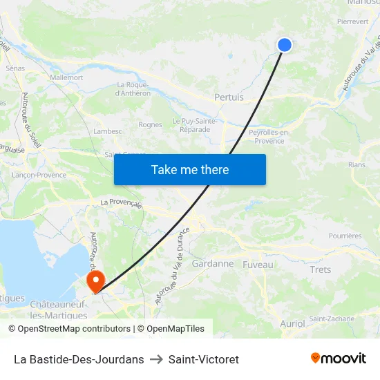 La Bastide-Des-Jourdans to Saint-Victoret map