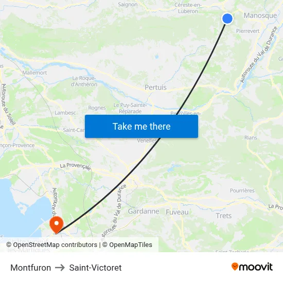 Montfuron to Saint-Victoret map