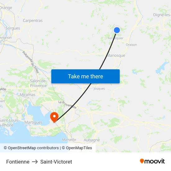 Fontienne to Saint-Victoret map