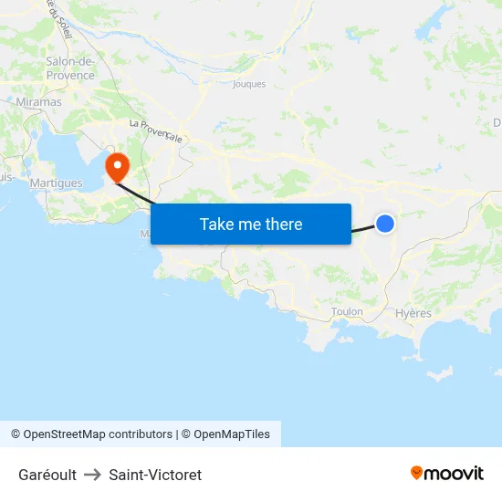 Garéoult to Saint-Victoret map