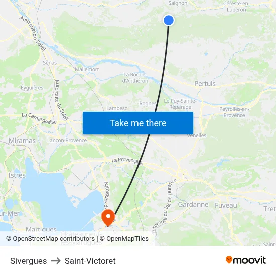 Sivergues to Saint-Victoret map
