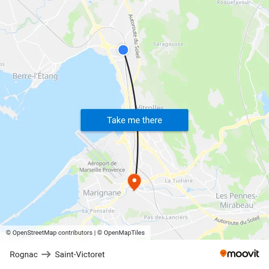 Rognac to Saint-Victoret map
