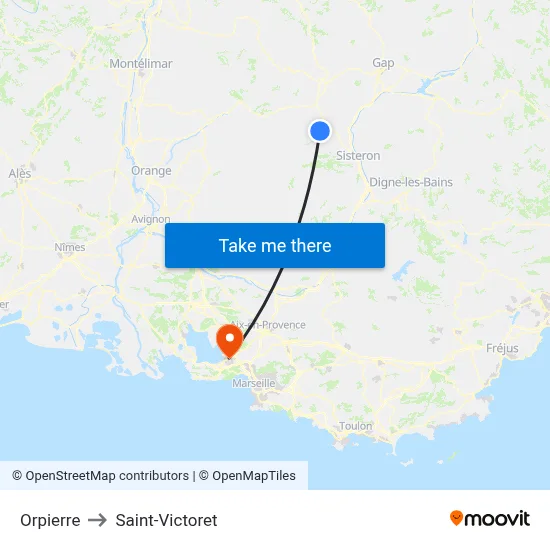 Orpierre to Saint-Victoret map
