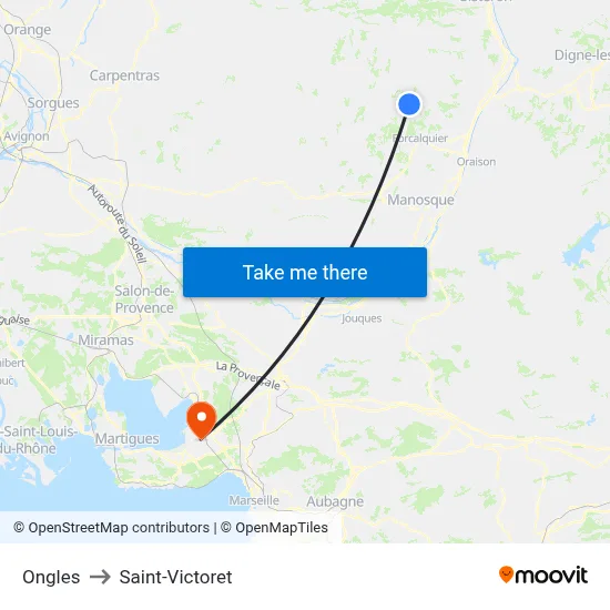 Ongles to Saint-Victoret map