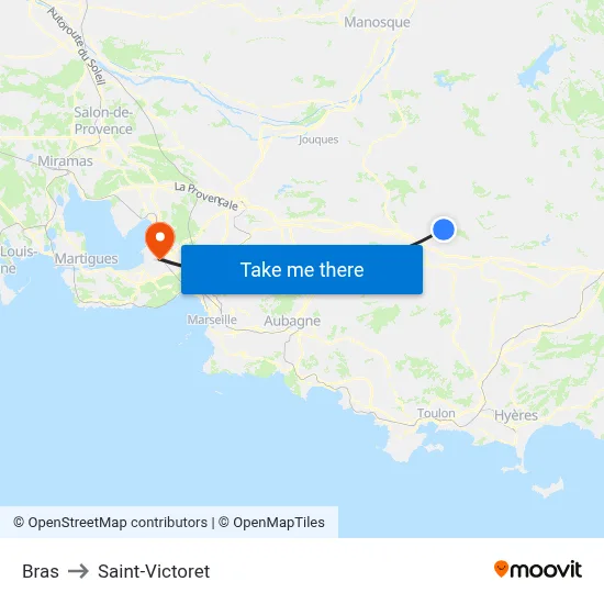 Bras to Saint-Victoret map