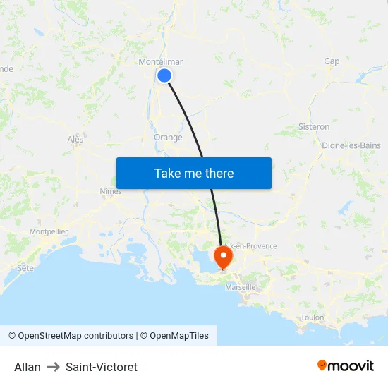 Allan to Saint-Victoret map