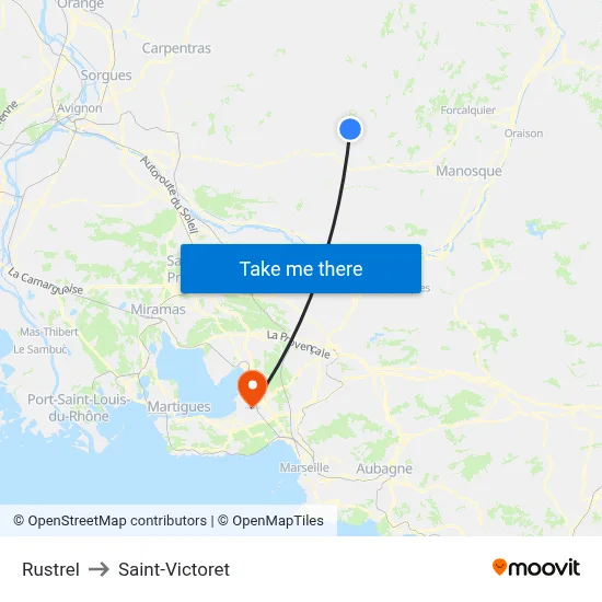 Rustrel to Saint-Victoret map