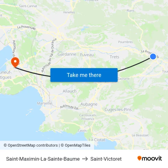 Saint-Maximin-La-Sainte-Baume to Saint-Victoret map