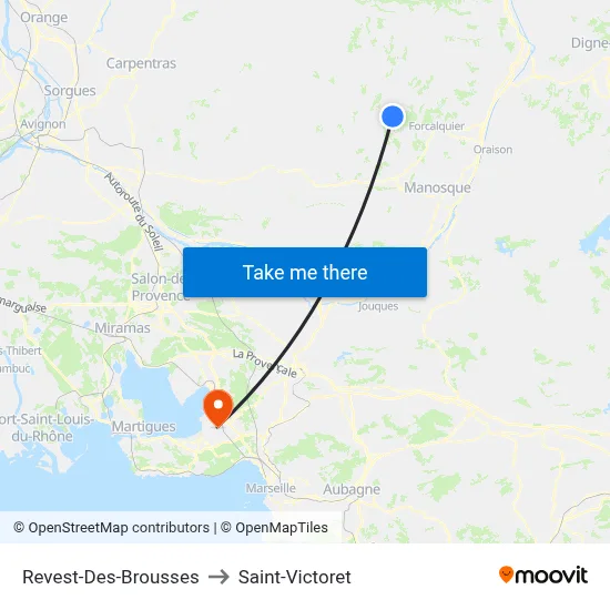 Revest-Des-Brousses to Saint-Victoret map