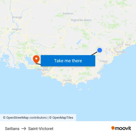 Seillans to Saint-Victoret map