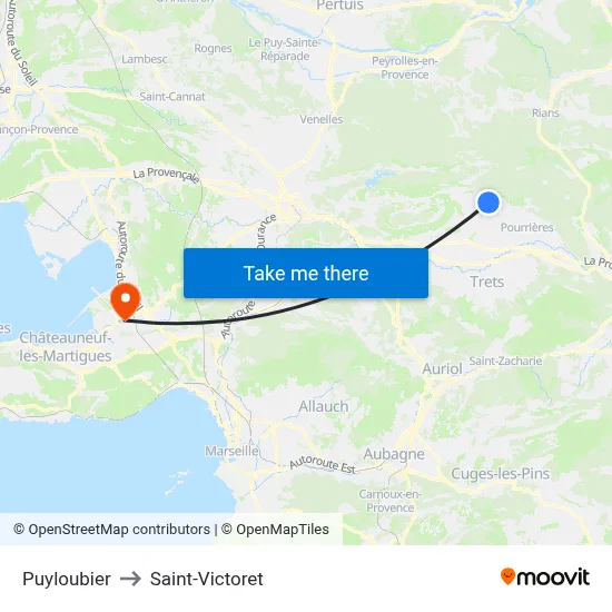 Puyloubier to Saint-Victoret map