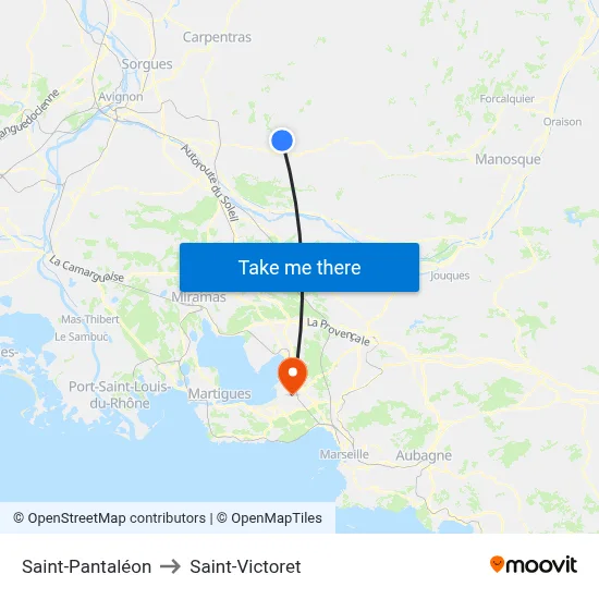 Saint-Pantaléon to Saint-Victoret map