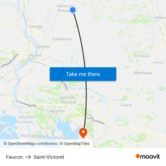 Faucon to Saint-Victoret map