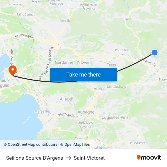Seillons-Source-D'Argens to Saint-Victoret map