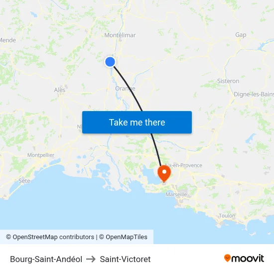 Bourg-Saint-Andéol to Saint-Victoret map
