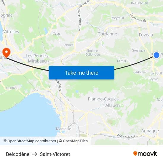 Belcodène to Saint-Victoret map