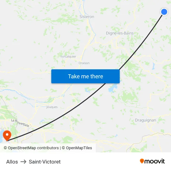 Allos to Saint-Victoret map