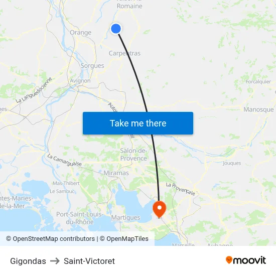 Gigondas to Saint-Victoret map