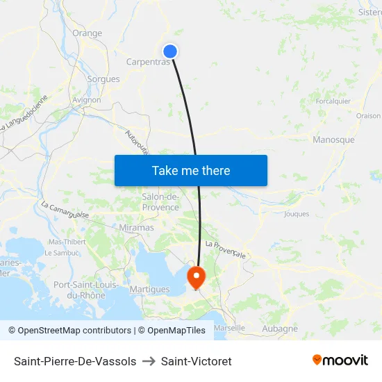 Saint-Pierre-De-Vassols to Saint-Victoret map