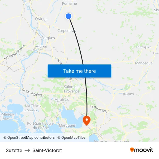 Suzette to Saint-Victoret map