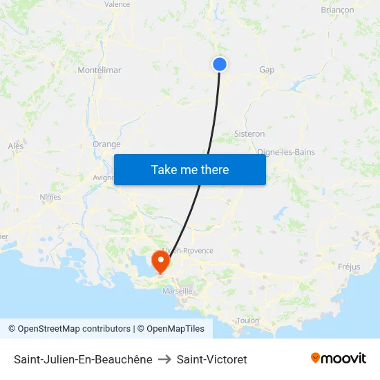 Saint-Julien-En-Beauchêne to Saint-Victoret map