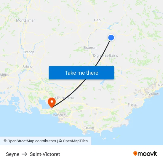 Seyne to Saint-Victoret map