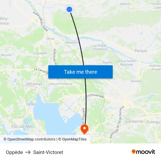 Oppède to Saint-Victoret map