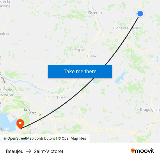 Beaujeu to Saint-Victoret map