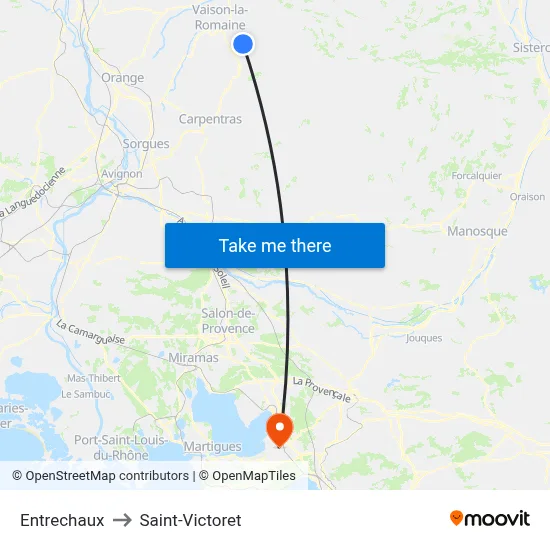 Entrechaux to Saint-Victoret map