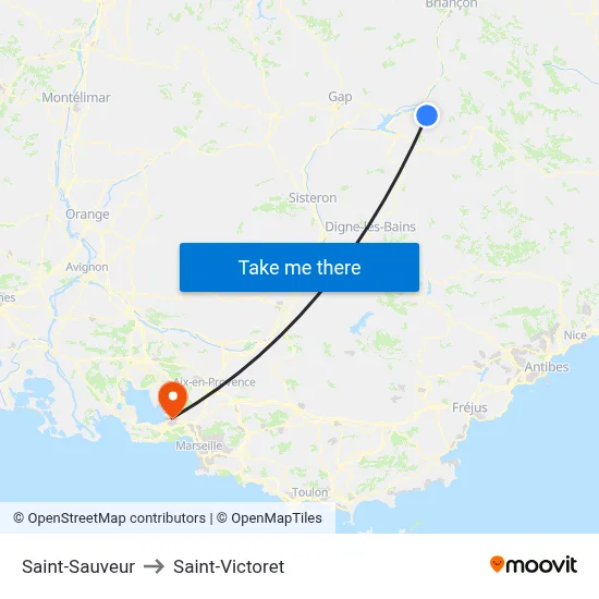 Saint-Sauveur to Saint-Victoret map