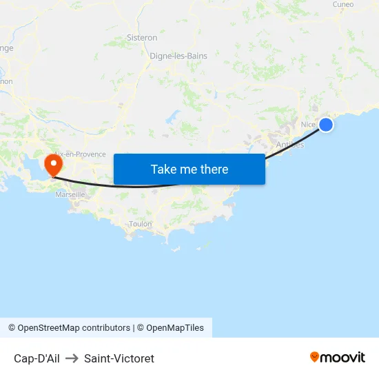 Cap-D'Ail to Saint-Victoret map